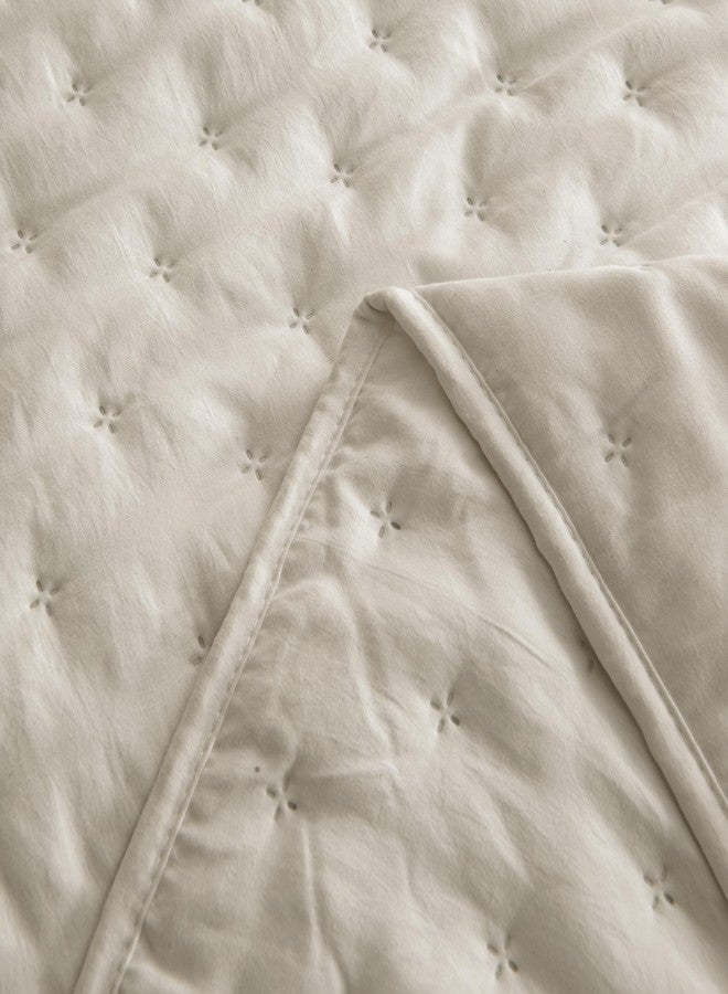 ROARINGWILD Beige Queen Size Quilt Bedding Set with 2 Pillow Shams, Full Lightweight Soft Microfiber Bedspread Coverlet, Thin Comforter Bed Cover for All Season, 3 Pieces, 90x90 inches - Image 4
